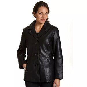 New Excelled Collection Women's Soft Black Leather Jacket Sz Large